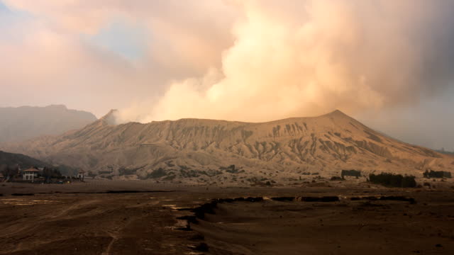 Bromo-Volcano-Landmark-Nature-Place-Of-Indonesia-4K-Time-Lapse-(tilt-up)