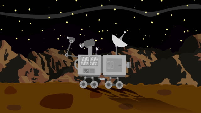 Space-Rover-Collecting-Data-on-Mars-at-Night
