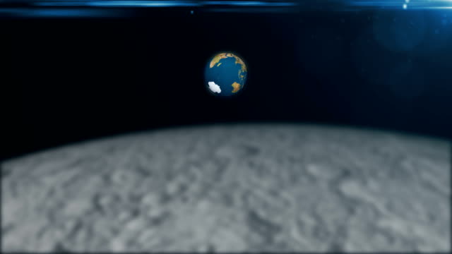 Abstrakt-3d-Rendering-Hintergrund-mit-der-Rotation-der-Erde-und-der-Fackel.-Blick-vom-Mond