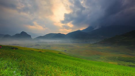 Rice-fields-on-terraced-of-Mu-Cang-Chai,-YenBai,-Vietnam.-Rice-fields-prepare-the-harvest-at-Northwest-Vietnam.Vietnam-landscapes.