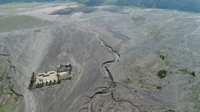 Crater-of-Bromo-vocalno,-East-Java,-Indonesia,-Aerial-view.