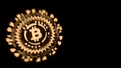 Gold-circular-hologram-rotating-bitcoin-sign