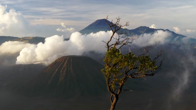 Rauch-kommt-aus-dem-Mount-Bromo-ist-ein-aktiver-Vulkan-und-befindet-sich-im-Bromo-Tengger-Semeru-National-Park,-Ost-Java,-Indonesien
