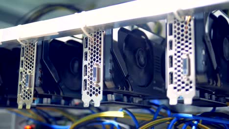 Rotating-reels-of-graphic-cards-during-cryptocurrency-mining