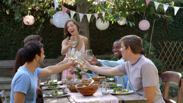Freunde-machen-einen-Toast-bei-Outdoor-Backyard-Party