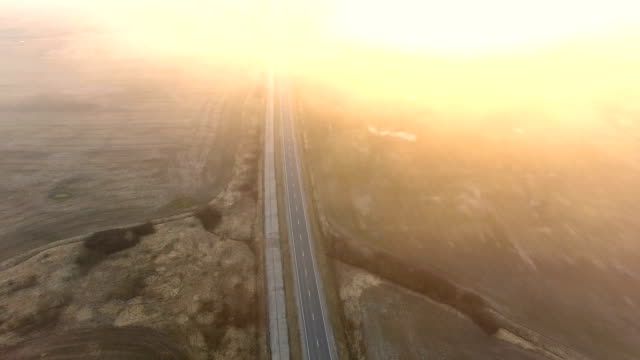 Aerial:-Highway-in-the-wildfire