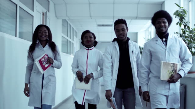 Video-clip-of-medical-students-in-corridor