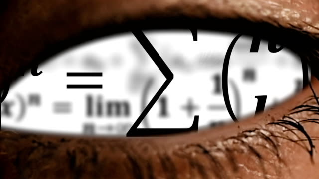 Auge-Iris-vergrößern-Sie,-um-mathematische-Gleichungen-durcheinander