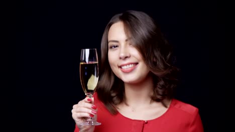 Feliz-sonriente-mujer-con-Copa-de-champagne