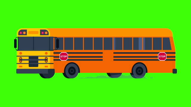 School-Bus-Rides-with-Flashing-Lights-On.-Transparent-Background.