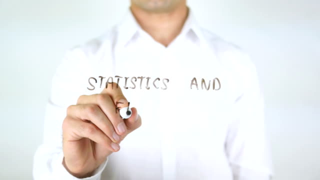 Statistik-und-Finanzen,-Mann-schreiben-auf-Glas