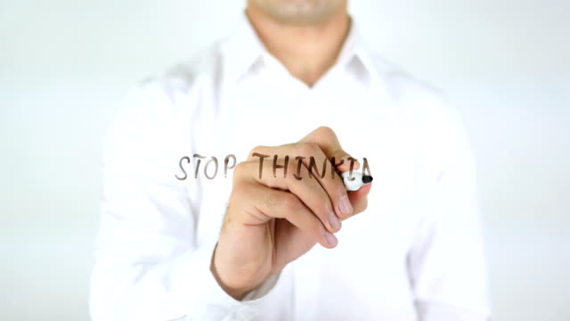 Stop-Thinking,-Man-Writing-on-Glass