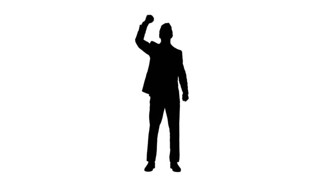 Silhouette-of-businessman-protesting