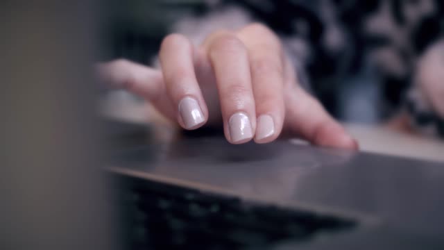 Weibchen-ist-schreiben-und-arbeiten-auf-einem-Laptop