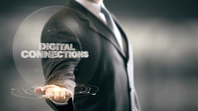 Digital-Connections-with-hologram-businessman-concept