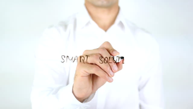 Smart-Solutions,-Man-Writing-on-Glass