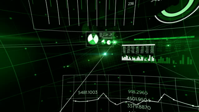 Moving-Through-Network-Grid-of-Lines-and-Dots-Green-Color-with-Flares.-Abstract-Software-Code-Connections-and-Data-Transfer.-Looped-3d-Animation-Business-and-Technology-Concept.