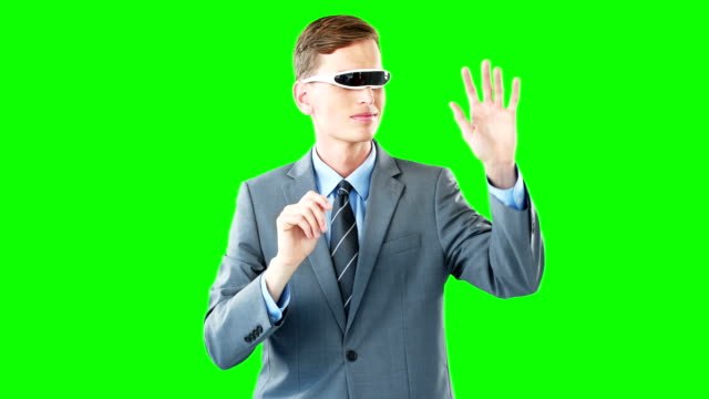 Geschäftsmann-über-virtuelle-reality-Gläser