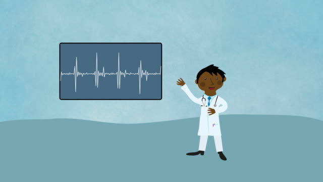 Animation-des-Arztes-zeigt-Herzschläge-auf-dem-Display