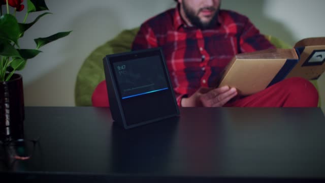 4k-Young-Man-Asking-Smart-Home-Device-to-Show-Near-Locations