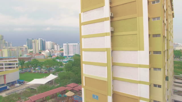 Multicolor-Rochor-centro-edificio-una-vista-aérea-construida-en-1977,-Singapur