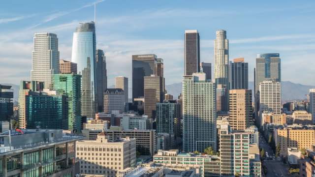 Die-Innenstadt-von-Los-Angeles-Skyline-Tag-Timelapse
