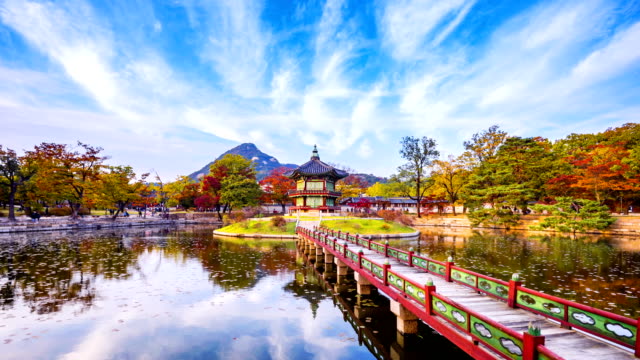 Autumn-of-Gyeongbokgung-Palace-in-Seoul-City,South-Korea.Timelapse-4k
