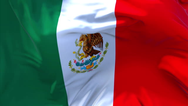 Mexico-Flag-Waving-in-Wind-Slow-Motion-Animation-.-4K-Realistic-Fabric-Texture-Flag-Smooth-Blowing-on-a-windy-day-Continuous-Seamless-Loop-Background.