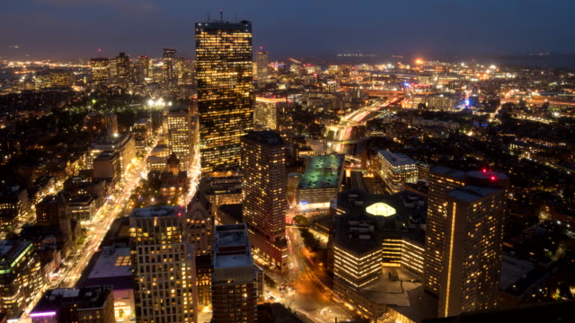 a-night-time-lapse-of-boston's-financial-district-in-boston,-massachusetts