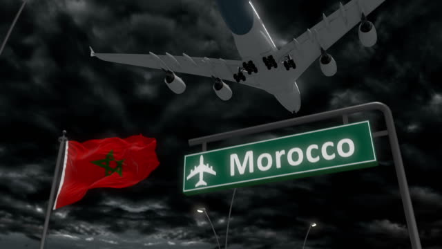 Marokko,-Ansatz,-das-Flugzeug-zu-landen