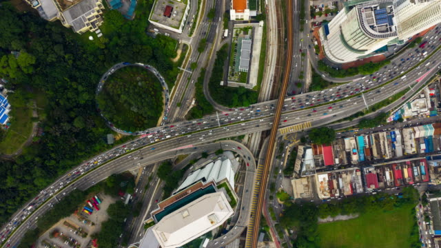 Kuala-Lumpur-Verkehrsknotenpunkt-Straße-aerial-Panorama-Zeitraffer-4k-Malaysia