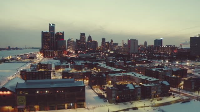 Detroit-residentials-downtown-aerial-view-Winter
