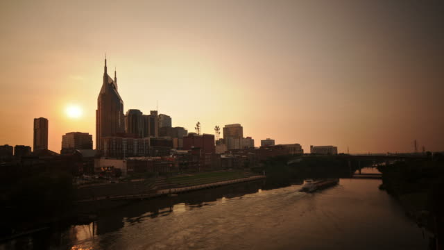 Lapso-de-tiempo-del-atardecer-de-la-ciudad-de-Nashville