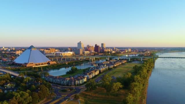Memphis-Tennessee-Usa-Innenstadt-Drohne-Skyline-Antenne