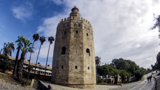 Seville-city-Torre-Del-Oro-tower-time-lapse