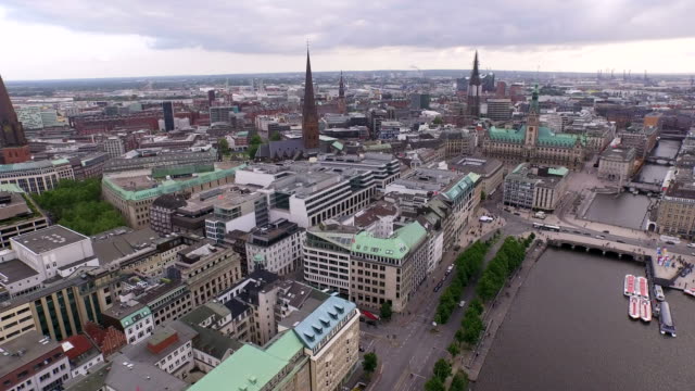 Aerial-view-of-Hamburg,-Germany-as-a-travel-destination