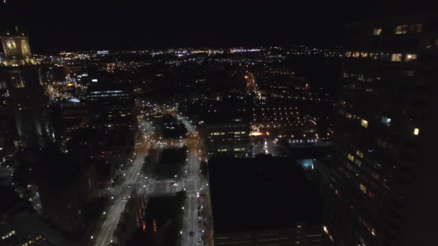Aerial-video-von-Boston-bei-Nacht