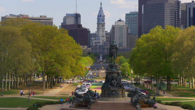 Usa-berühmte-Philadelphia-Museum-der-art,-Stadt-Platz-Panorama-\"-4-k