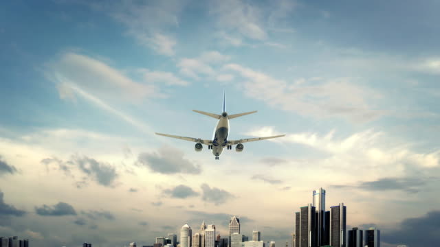 Airplane-Landing-Detroit-USA