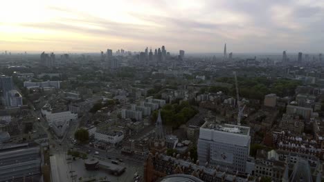 Aerial-View-London-Sunrise-Cityscape-Iconic-Landmarks-and-King's-Cross-St-Pancras-International-Station