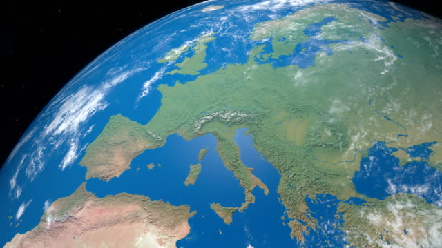 Kontinent-Europa-in-Planetenerde,-Luftaufnahme-aus-dem-Weltraum
