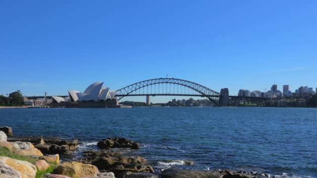 Panoramic-view-of-Sydney-Harbour-from-Mrs-Macquarie's-Point-in-4k