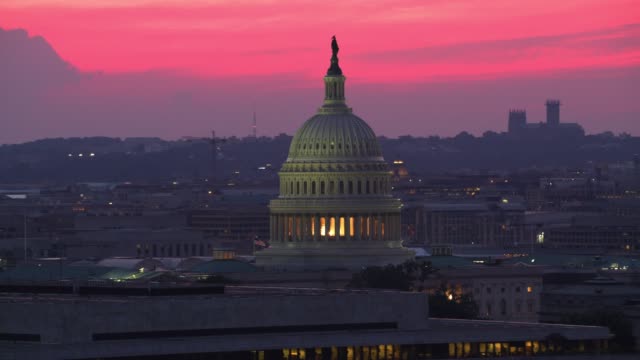 Aerial-view-of-US-Capitol-Dome-at-sunset.