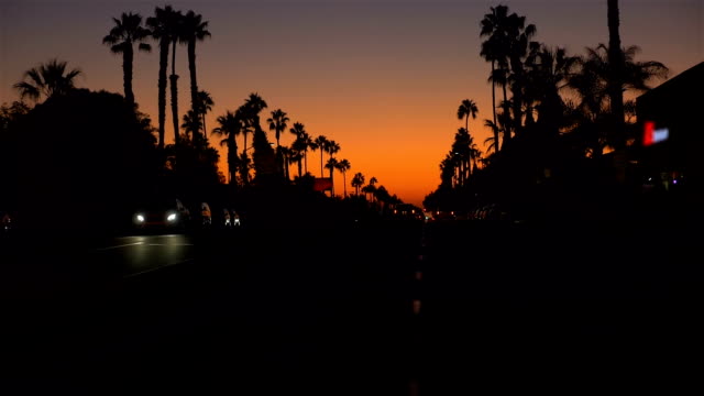Autofahren-bei-Sonnenuntergang-in-California-Zeitlupe-POV