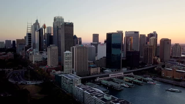 Beautiful-aerial-cityscape-skyline-on-dawn-morning