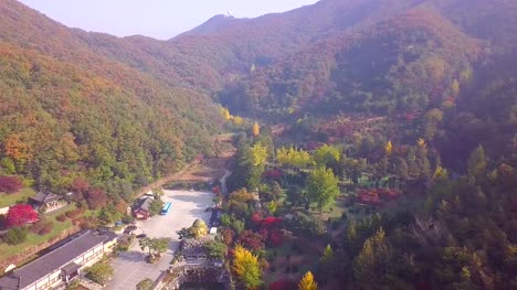 Aerial-view-of-autumn-in-Wawoo-Temple-Yong-in-South-Korea