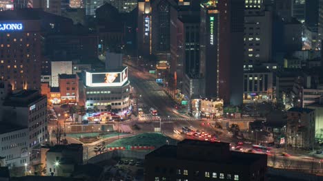 Seoul,-Korea,-Timelapse----The-city-traffic-at-Night-in-the-Korean-capital
