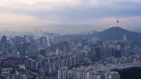 Timelapse-en-Seúl-Skyline,-Corea-del-sur