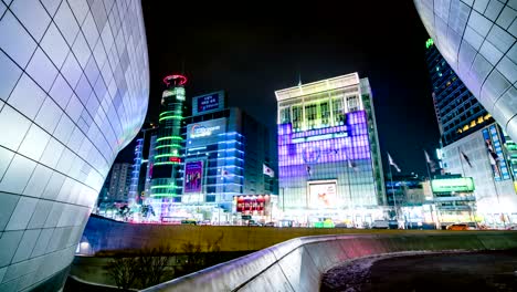 Noche-de-la-ciudad-de-Seúl-Timelapse-de-la-zona-de-compras