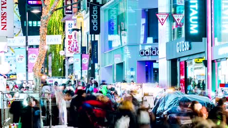 Stadt-Seoul-Myeong-Dong-Shopping-Bereich-Nacht-Timelpase